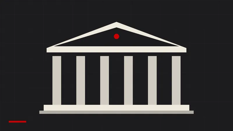 Ilustrim abstrakt i një ndërtese institucionale me kolona