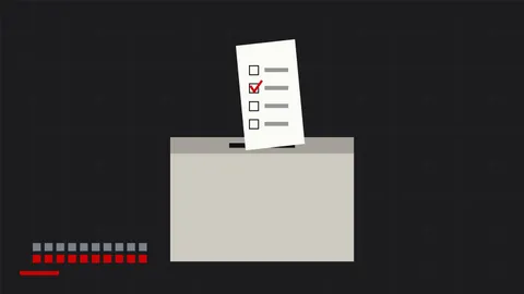 Ilustrim i një fletëvotimi me kutia për shënim që futet në një kuti votimi