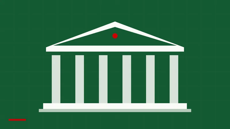 Ilustrim abstrakt i një ndërtese institucionale me kolona