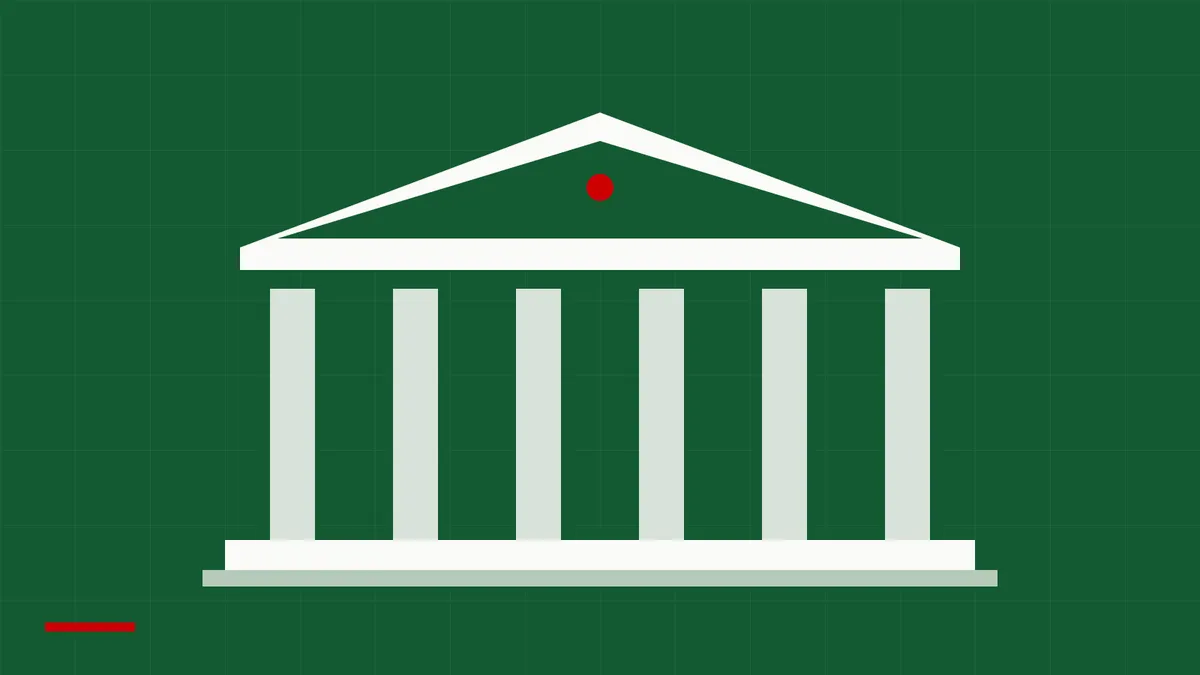 Ilustrim abstrakt i një ndërtese institucionale me kolona